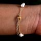 18K Gold Plated Pearl Butterfly Charm Bracelet